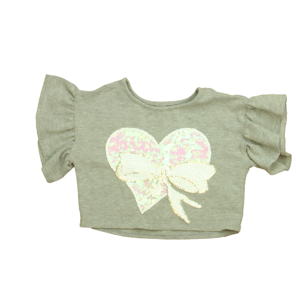 Pastourelle Girls Gray | Pink Heart Short Sleeve Shirt size: 3T - Picture 2 of 2